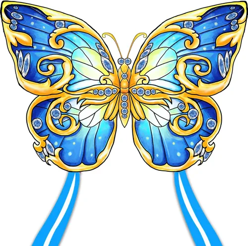 Xida - Cometa de mariposa para niños y adultos, fácil de volar, de 4 a 8 años, cometa grande con mango de 300 pies, perfecta para viajes a la playa