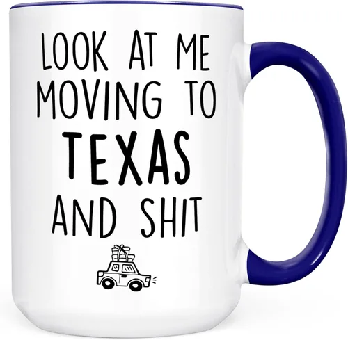 Miniatura 17 de Sweet & Salty Taza con texto en inglés «Look at Me Moving to Texas», regalos de bienvenida a Texas, regalo divertido para amigos que se mudan fuera