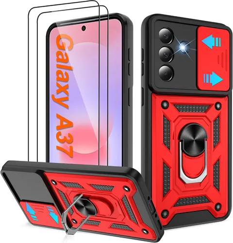 Miniatura 83 de ATUMP Funda para T-Mobile Revvl V Plus 5G con protector de pantalla HD con cubierta de cámara deslizante, soporte de anillo de rotación de 360° Negro