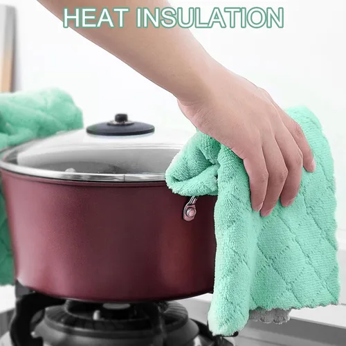 Miniatura 5 de Paquete de 12 paños de cocina de 12 x 12 pulgadas, paño de limpieza de microfibra de terciopelo coral grueso, paños de cocina altamente absorbentes