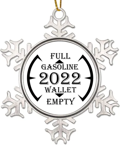Miniatura 13 de Adorno de Navidad de metal 2022 con diseño de copo de nieve con agujero de gas real, colgante divertido de cotizaciones de precios de gas alto