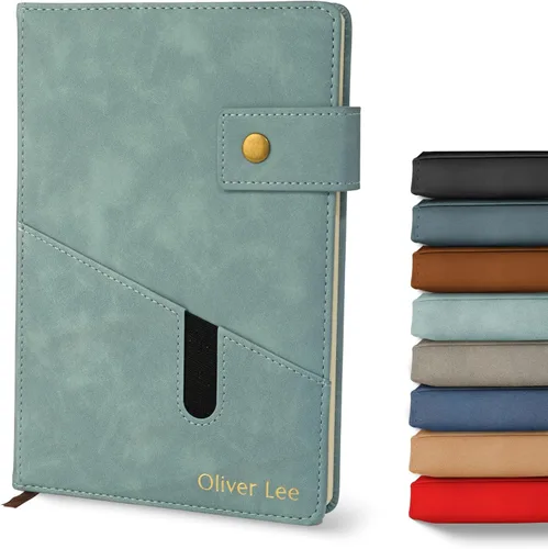 Miniatura 13 de Promot Cuaderno Personalizado - Diario en Cuero A5 con Páginas Rayadas para Hombres y Mujeres - Cuaderno Ejecutivo de Tapa Dura, Diario Diario