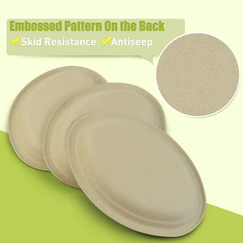 Miniatura 3 de Green Earth, Platos compostables de 10 pulgadas, 125 unidades, fibras de bambú naturales, vajilla diaria – Biodegradable, desechable, forma ovalada
