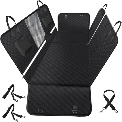 Miniatura 9 de Vailge Funda de asiento de automóvil para perro, 100% impermeable, funda para asiento trasero para perros con ventana de malla, evita arañazos, Negro