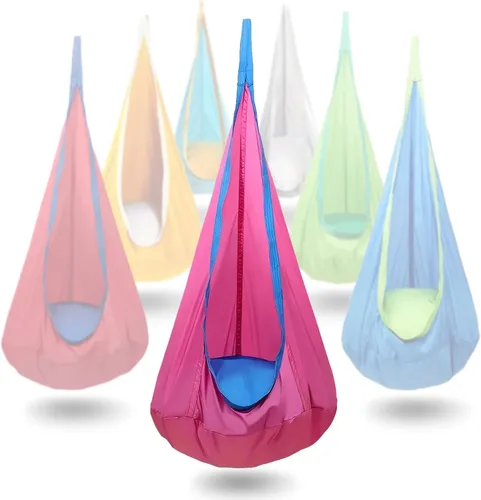 Miniatura 24 de Asiento de columpio para niños, silla hamaca colgante para interiores y exteriores para niños, suave y segura con alta capacidad de peso, fácil
