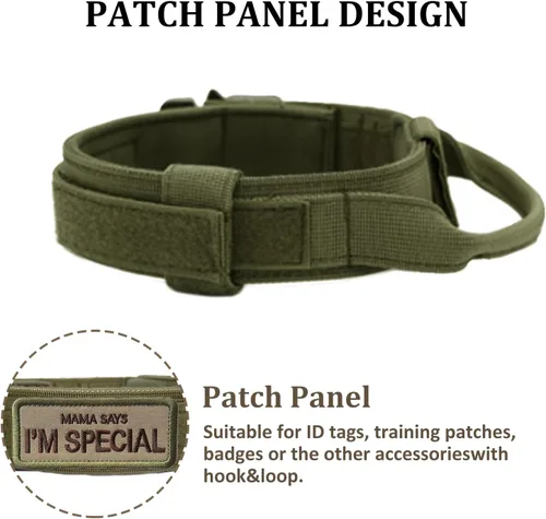 Miniatura 4 de Collar táctico para perro con asa - Collar militar ajustable de entrenamiento para perros de nailon suave y hebilla de metal resistente para perros