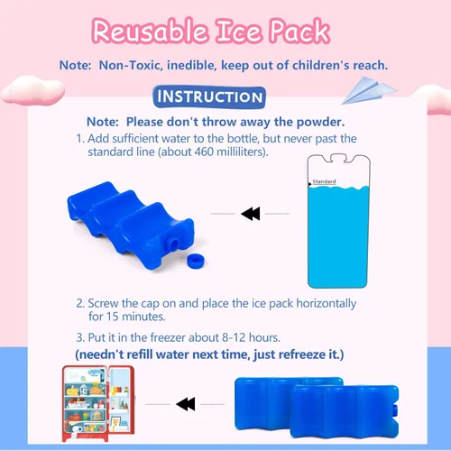 Miniatura 5 de Luxja Bolsa enfriadora de leche materna con una bolsa de hielo (se adapta a 6 botellas, hasta 9 onzas), enfriador de leche materna para biberones