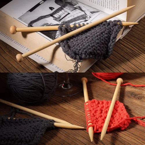 Miniatura 7 de Agujas de tejer de bambú, agujas de tejer carbonizadas de un solo punto, 18 tamaños, 0.08 pulgadas y 0.39 pulgadas, uso para bricolaje creativo