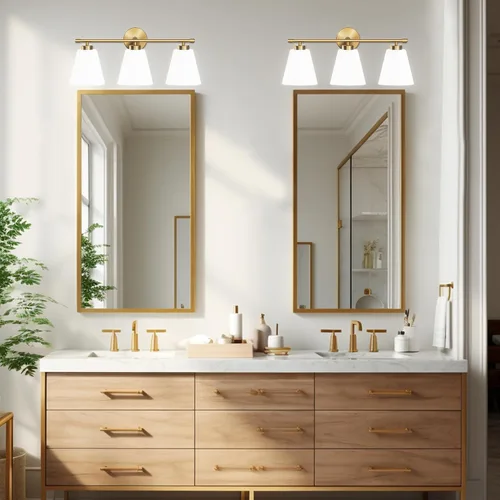 Miniatura 6 de Hamilyeah Lámpara de tocador moderna de cromo para baño sobre espejo, lámpara de tocador de 2 luces con pantalla de vidrio esmerilado, lámpara