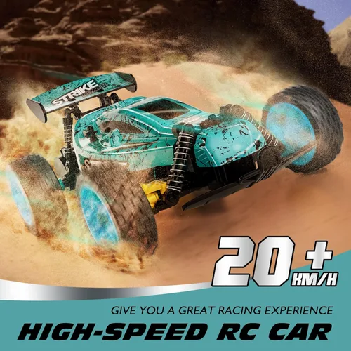 Miniatura 3 de Tecnock coches RC para niños, coche de control remoto para niños, 1:18 escala 20 KM/H 2WD buggy todo terreno, coche de carreras RC de 2.4GHz con Azul