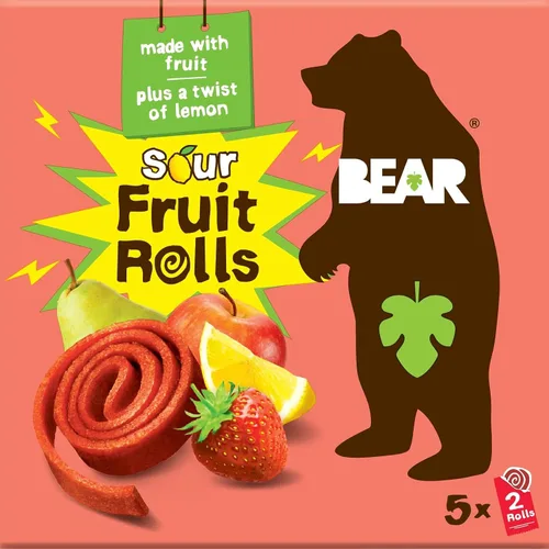 Miniatura 2 de Yoyos de fruta Bear Sour, fruta real, manzana y fresa, sin azúcar añadido, todo natural, sin OMG, sin gluten, vegano, bocadillo saludable para niño