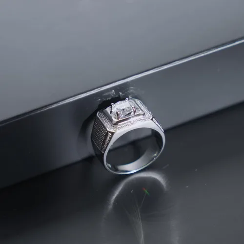 Miniatura 3 de Anillos de moissanita para hombre, 1 quilate de 0.256in, centro solitario, moissanita, anillo de boda para hombre, aniversario, cumpleaños, promesa