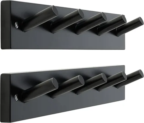 Miniatura 11 de SKOLOO Perchero de Pared de Bambú Montado en la Pared, 16 Pulgadas de Agujero a Agujero, 5 Clavos de Bambú para Pared para Colgar Ropas, Batas