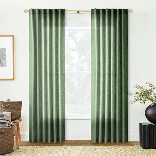 Miniatura 11 de Cortinas de lino 92 pulgadas de largo, juego de 2 paneles con bolsillo para barra, lengüeta trasera, cortinas transparentes para ventanas