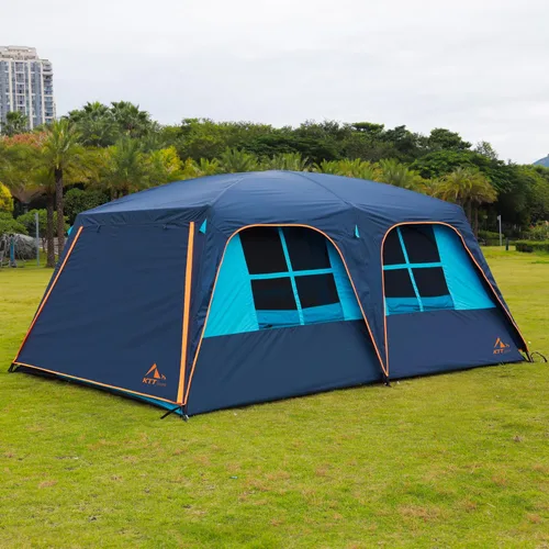 Miniatura 3 de KTT Extra Large Tent 12-14 Person,Family Cabin Tents,2 Rooms,Straight Wall,2 Doors 4 Windows with Mesh,Waterproof,Double Layer,Big Tent for Azul