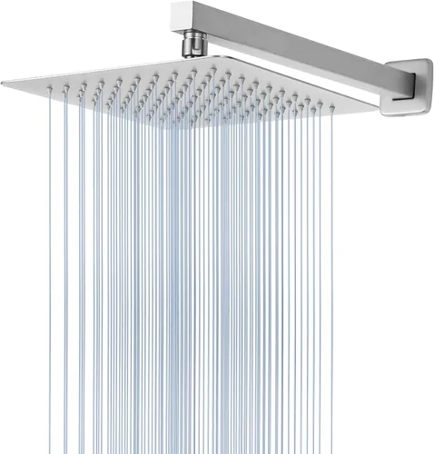 Miniatura 12 de Voolan Cabezal de ducha totalmente de metal con brazo de extensión, cabezales de ducha de lluvia tipo cascada de acero inoxidable, cabezal de ducha