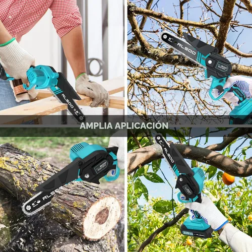 Miniatura 4 de Mini motosierra de 6 pulgadas sin cable, sierra de mano eléctrica alimentada por batería, podadora de árboles cortador de ramas de madera