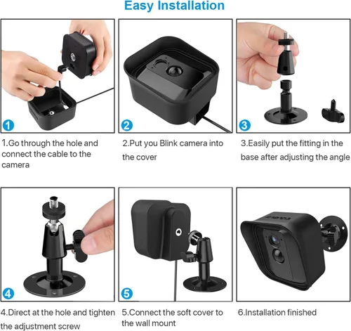 Miniatura 5 de Frienda Soporte de pared ajustable de 360 grados negro y piel protectora de silicona para cámara de seguridad Blink Xt para interiores y exteriores