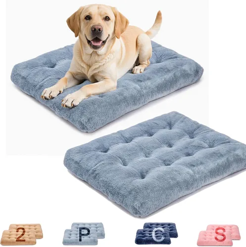 Miniatura 13 de Paquete de 2 camas lavables para perros, camas de lujo de felpa para perros con antideslizante, cómoda colchoneta para dormir para perros grandes