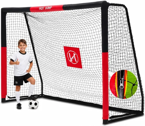 Portería de fútbol para patio trasero, 6x4/8x5/10x6.5/12x6.5 pies de metal, porteria de fútbol para niños de 8-12 años, red de fútbol con diseño de