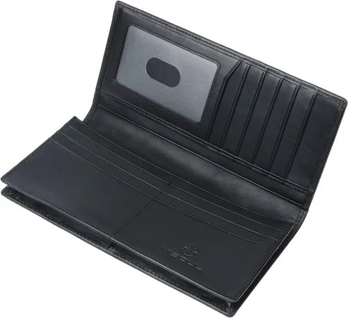 Miniatura 2 de VISOUL Billeteras de cuero para hombre, billetera larga plegable para hombre, con 3 compartimentos para efectivo, 12 ranuras para tarjetas