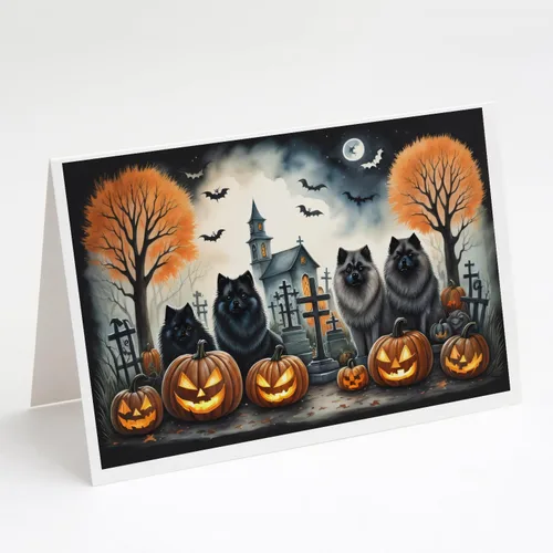 Miniatura 55 de Caroline's Treasures DAC2018GCA7P - Tarjetas de felicitación y sobres de Halloween espeluznantes de Border Collie, paquete de 8 tarjetas en blanco
