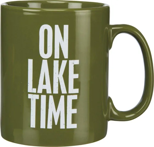 Primitives by Kathy 21675 Taza de café de gres verde, 20 onzas, Lake Time