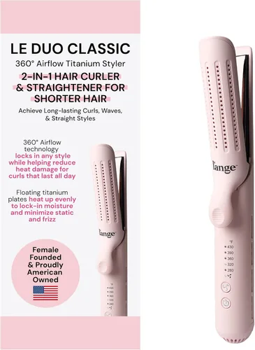 L'ANGE HAIR Le Duo Estilizador Estándar de Flujo de Aire 360° | Varita Rizadora 2 en 1 y Plancha Alisadora de Cabello de Titanio | Rizador de Rubor