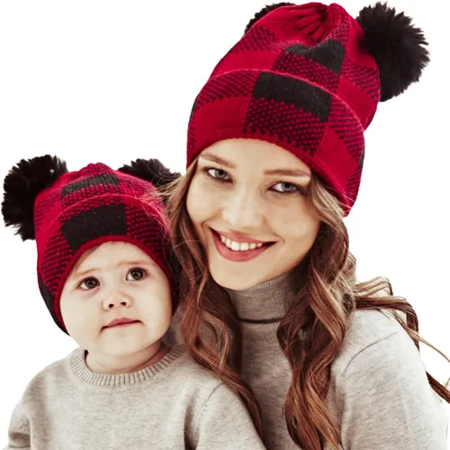 Miniatura 21 de 2 gorros de punto de Navidad para padres e hijos, gorro de Papá Noel para adultos, bebés, invierno, cálido, gorro de calavera para fiestas