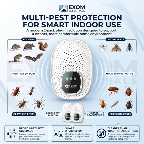 Miniatura 2 de T-25, repelente ultrasónico de control de plagas, electrónico y ultrasonido, repelente enchufable para interiores, deshazte de roedores, ratones