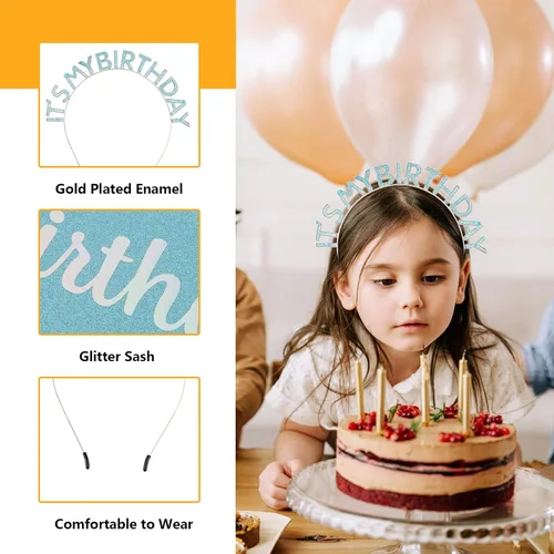 Miniatura 2 de Coronas y bandas de cumpleaños para mujer: diadema festiva y juego de accesorios de cumpleaños It's My Birthday