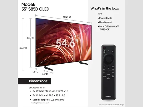 Miniatura 2 de Samsung - Smart TV OLED 4K de 55 pulgadas de la serie S85D HDR con Dolby Atmos, Object Tracking Sound Lite, diseño Contour, Motion Xcelerator, Real