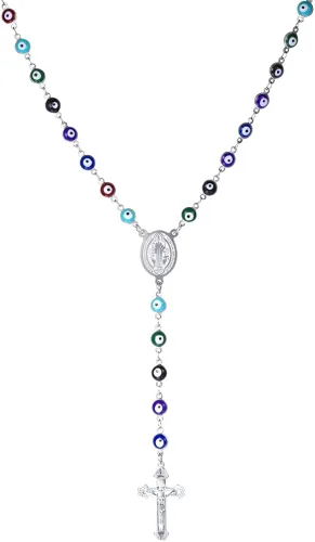 U7 Catholic Gift Stainless Steel 18K Gold Plated Coin MedalCrucifix CrossVirgin MaryRosary Necklaces for Women Men