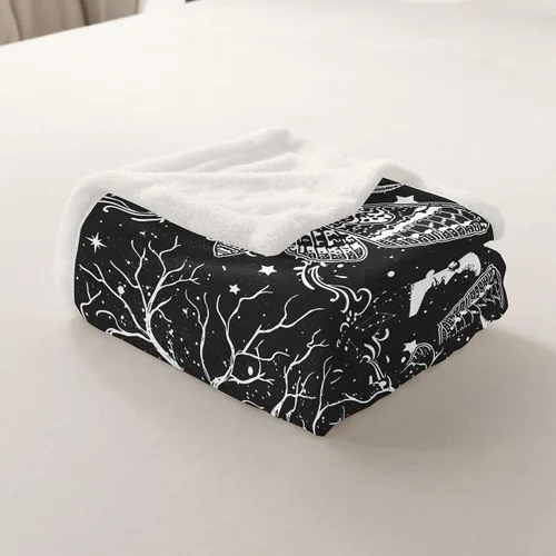Miniatura 4 de Erosebridal Manta de árbol de la vida, sol y luna para sofá cama, manta de forro polar gótico de polilla trippy, manta de sherpa cósmica