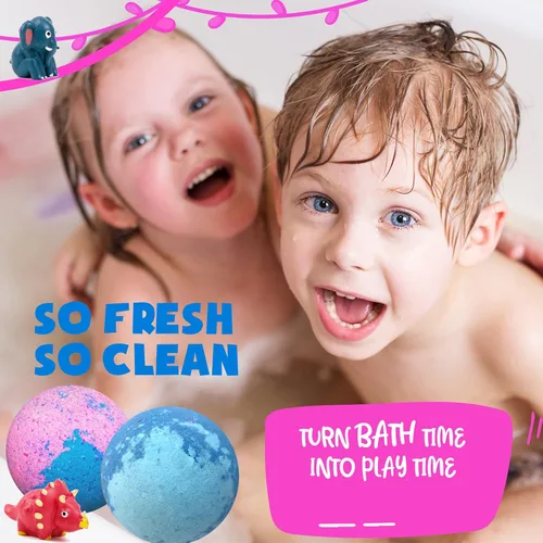 Miniatura 6 de Bombas de baño para niños con juguetes en el interior – Baño orgánico de burbujas con juguetes de animales de la selva. Pelotas de baño de spa