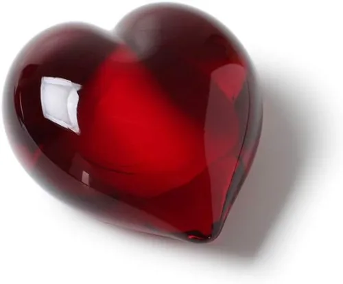 Miniatura 9 de Ca D Oro - Adorno de corazón de cristal grande – Pisapapeles de corazón rojo soplado a mano, regalo decorativo de corazón de cristal rojo, elegante
