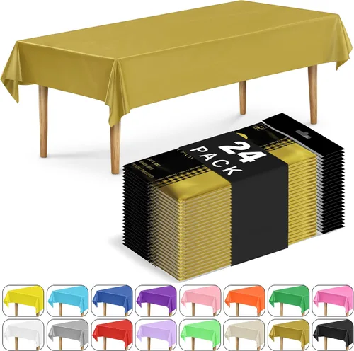 Miniatura 30 de DecorRack 2 Manteles rectangulares de plástico libres de BPA, 54 x 108 pulgadas, mantel de mesa para comedor, mantel rectangular para fiestas