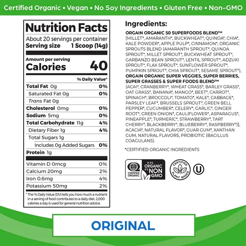 Miniatura 3 de Orgain Proteína vegana orgánica en polvo + mezcla de superalimentos en polvo de verduras orgánicas Orgain