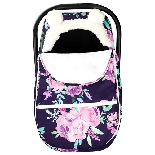 Miniatura 9 de Fundas de asientos de automóvil para bebés de invierno, funda de asiento de automóvil con flores para niñas, funda acogedora y cálida