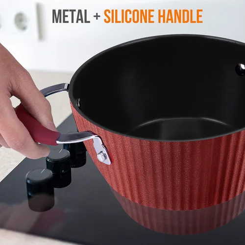 Miniatura 4 de NutriChef Olla de cocina antiadherente duradera, utensilios de cocina de alta calificación con tapas de vidrio templado transparentes, 2.1 cuartos
