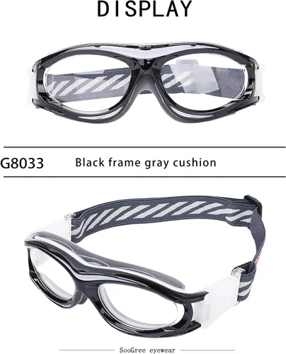 Miniatura 5 de SooGree Sports Glasses - Racquetball Goggles Basketball Football Eye Protective G8033 Marco Negro Almohadilla Gris