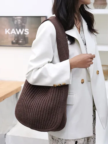 Miniatura 86 de ENBEI Bolsos de hombro para mujer Bolsos de ganchillo Bolso de punto grande Bolso de mano estético para la escuela lindo Bolsas de mano Bolsa