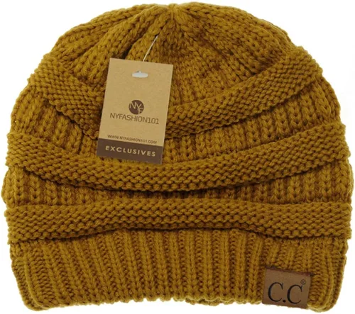 Miniatura 4 de C.C - Gorro de punto trenzado, elástico, moderno, grueso, suave y abrigado