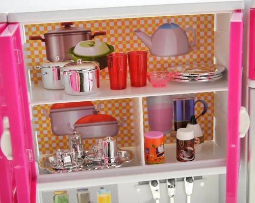 Miniatura 4 de PowerTRC Juego de juguetes de cocina para muñecas, mini juguete moderno de cocina, juego de accesorios con luz y sonido realistas para niños