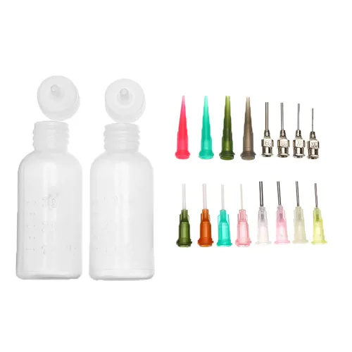 Kit de tatuaje temporal de henna Jagua, 2 botellas aplicadoras con 16 puntas para kits de botellas de tatuaje de cono de henna, cantidad de 2 y 16