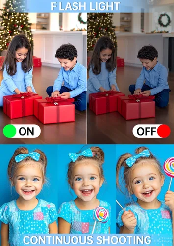 Miniatura 5 de Cámara digital rosa, cámara de doble pantalla 4K 64MP UHD, zoom de 18X, cámaras digitales portátiles para apuntar y disparar con tarjeta TF de 64