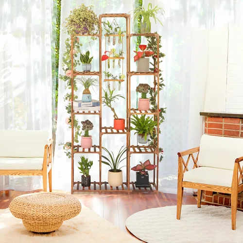 Miniatura 4 de XXXFLOWER Soporte para plantas para interiores y exteriores, estante de madera de 13 niveles para múltiples plantas, estante grande para plantas
