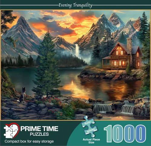 Miniatura 2 de Rompecabezas de 1000 piezas para adultos, cabaña de montaña junto a un lago, rompecabezas desafiante perfecto para noches de juego, 1000 piezas