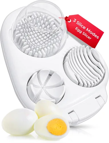 Miniatura 12 de CraftyCrocodile Cortador de Huevos para Huevos Duros - 3 Modos de Corte, Cortador de Huevos, Picador de Acero Inoxidable Resistente - Herramienta