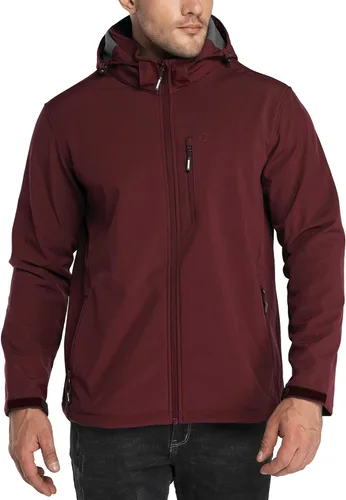 Miniatura 14 de Outdoor Ventures - Chaqueta ligera de Softshell para hombre con forro polar, con capucha, resistente al agua, para senderismo, rompevientos